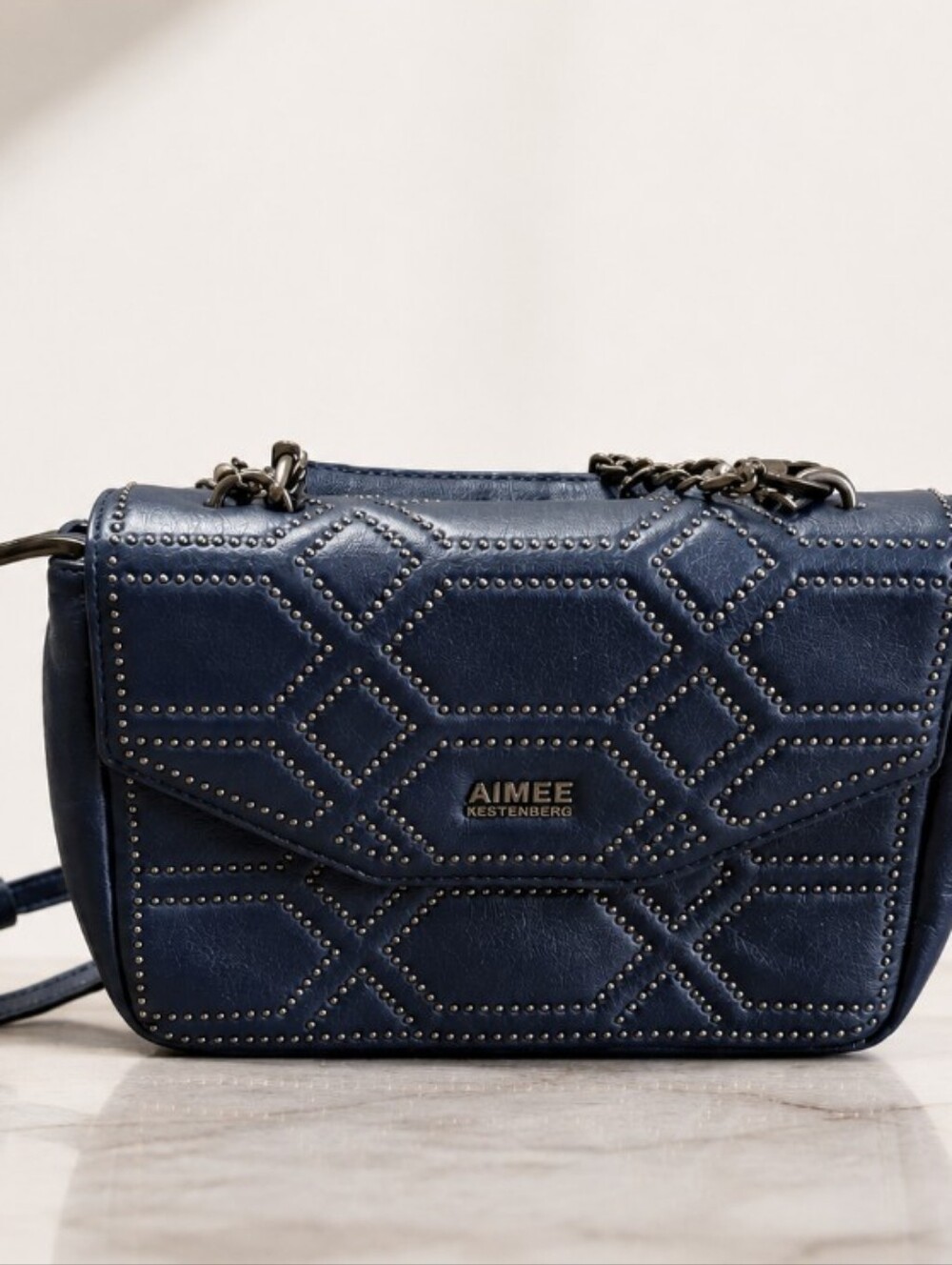NEW Aimee Kestenberg Navy Blue Leather Crossbody